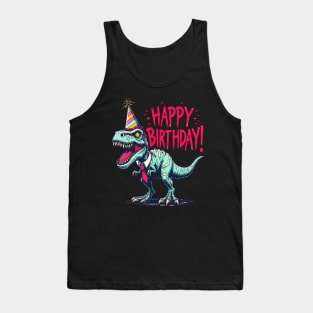 Funny Spooky Happy Birthday Dinosaur Tyrannosaurus Party Tank Top